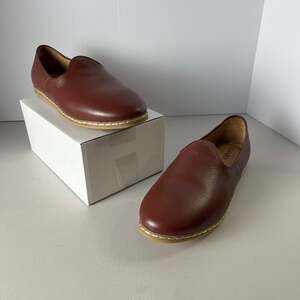 CHARIX Brown Leather Artisan Slip On Flats Handmade Old Money Women EU 44